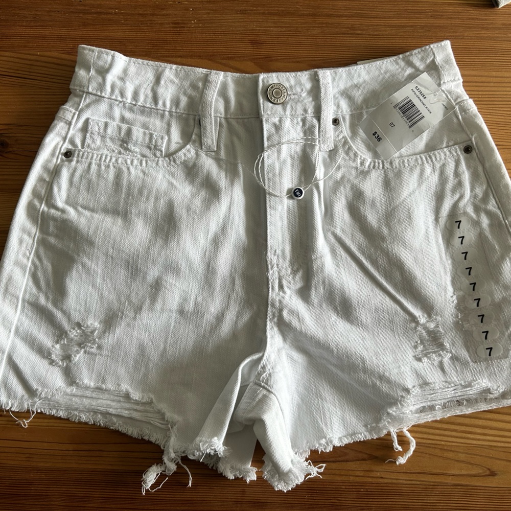 White YMI jean shorts